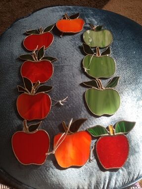 GORGEOUS LOT  of 10 pc Leaded Glass Apple Figurines